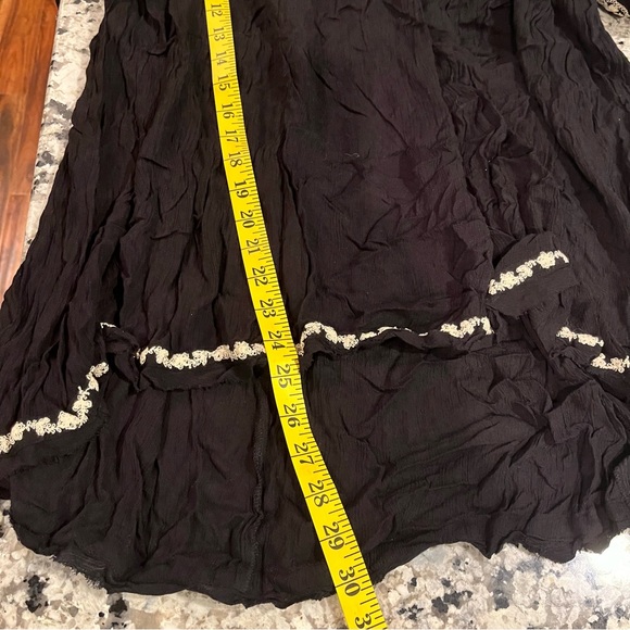 Free People V Neck Embroidered Long Sleeve Tunic Mini Dress Black cream … - Picture 9 of 11